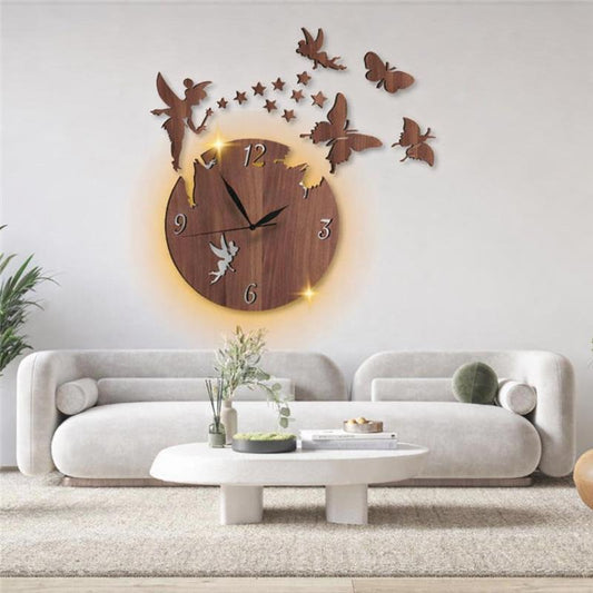 Fairy Design Laminated Wall Clock With Backlight